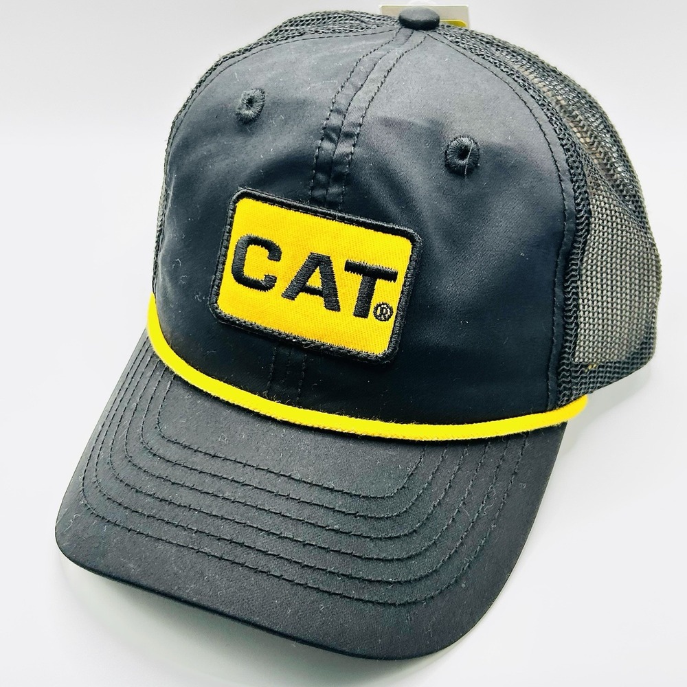 CAT Patch Logo Rope Trucker Hat Cap Snapback Adjustable Black Workwear Outdoors